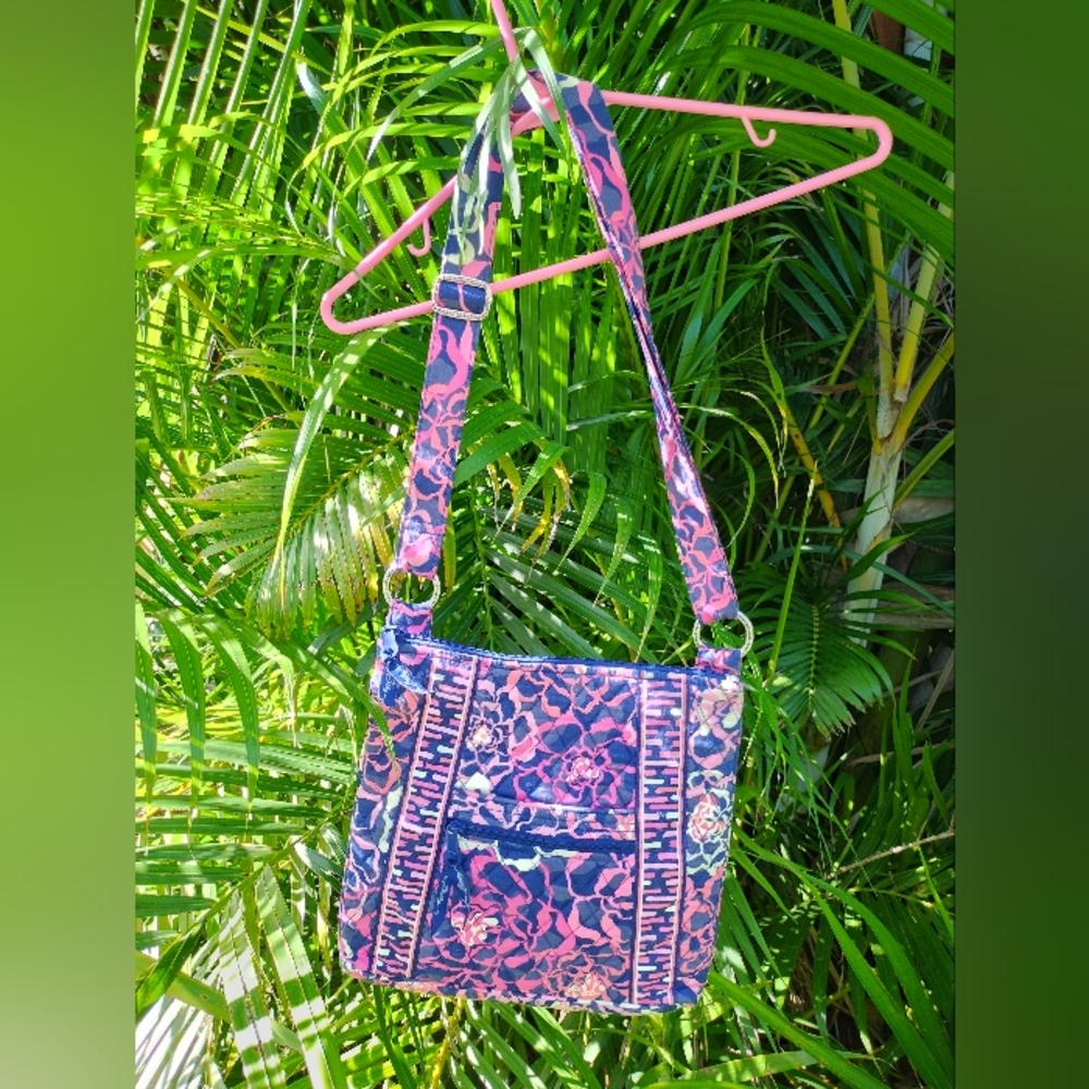 Vera Bradley "Hispster" Color-Katalina Pink- Crossbody Bag. Colorful Floral